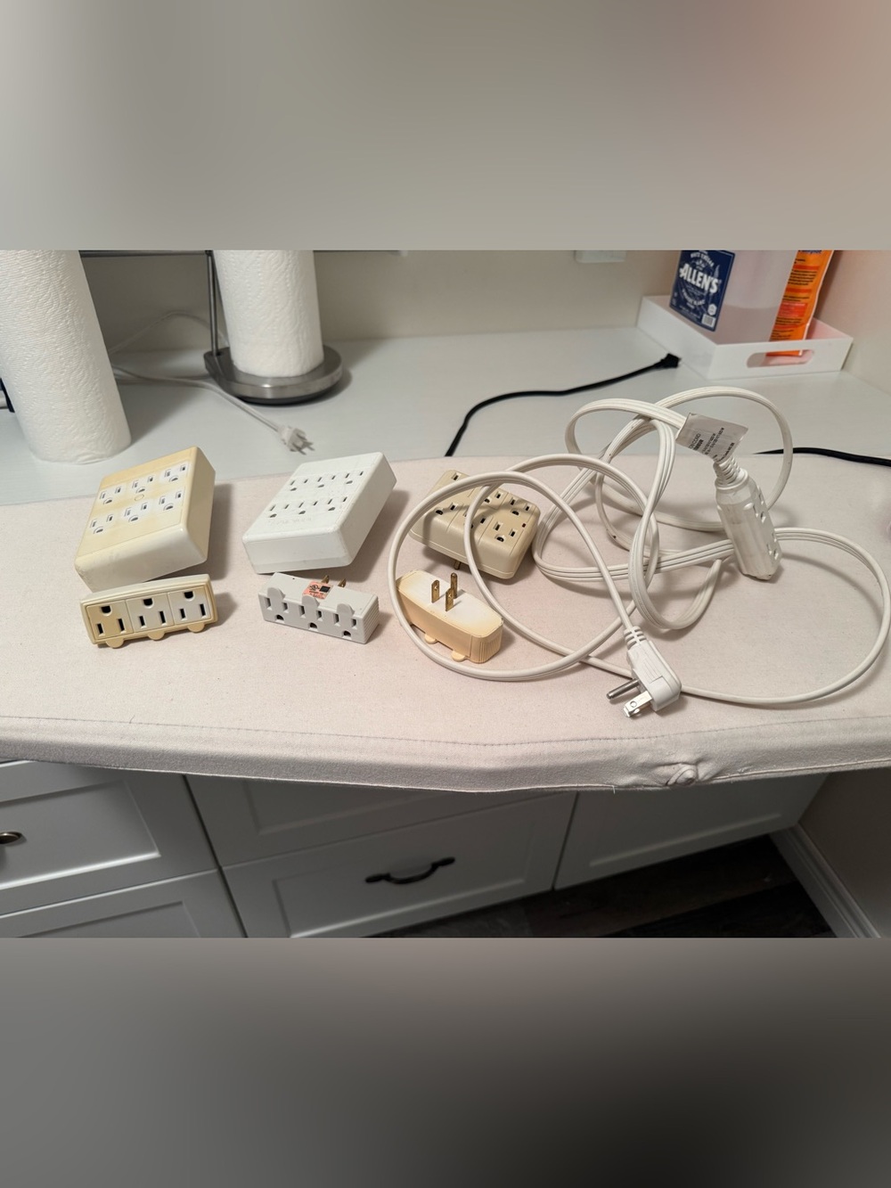 White Power Strip 3m and Outlet Adapters Bundle extension cord multi plug